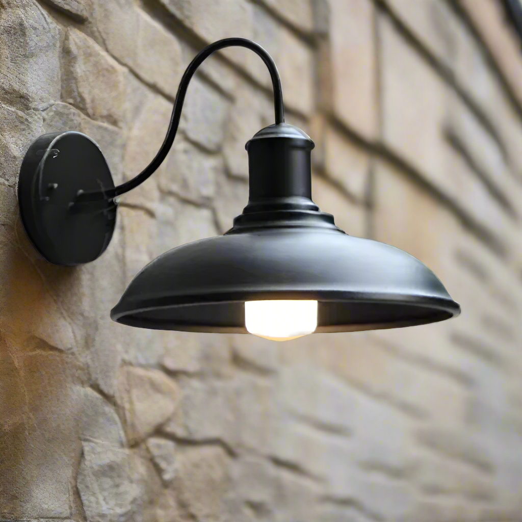 Wall Lamp Iron 37.0 cm Black Outdoor Garden Patio Industrial Vintage Facade Entrance LED Lighting Fixture | Thomler