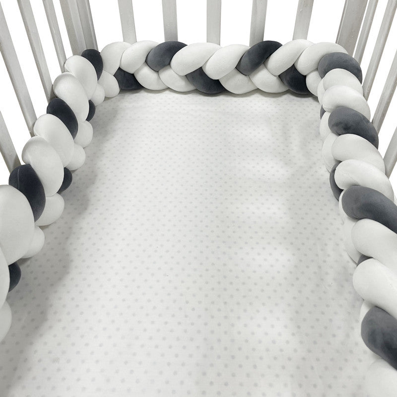Braided Bumper Guard for Baby Bed – Soft Knot Cushion Rail Protector | Thomler