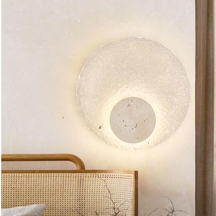 Wall Lamp Acrylic Travertine 11.8 in Round LED Bedroom Hallway Ambient Lighting Modern Minimalist Fixture | Thomler