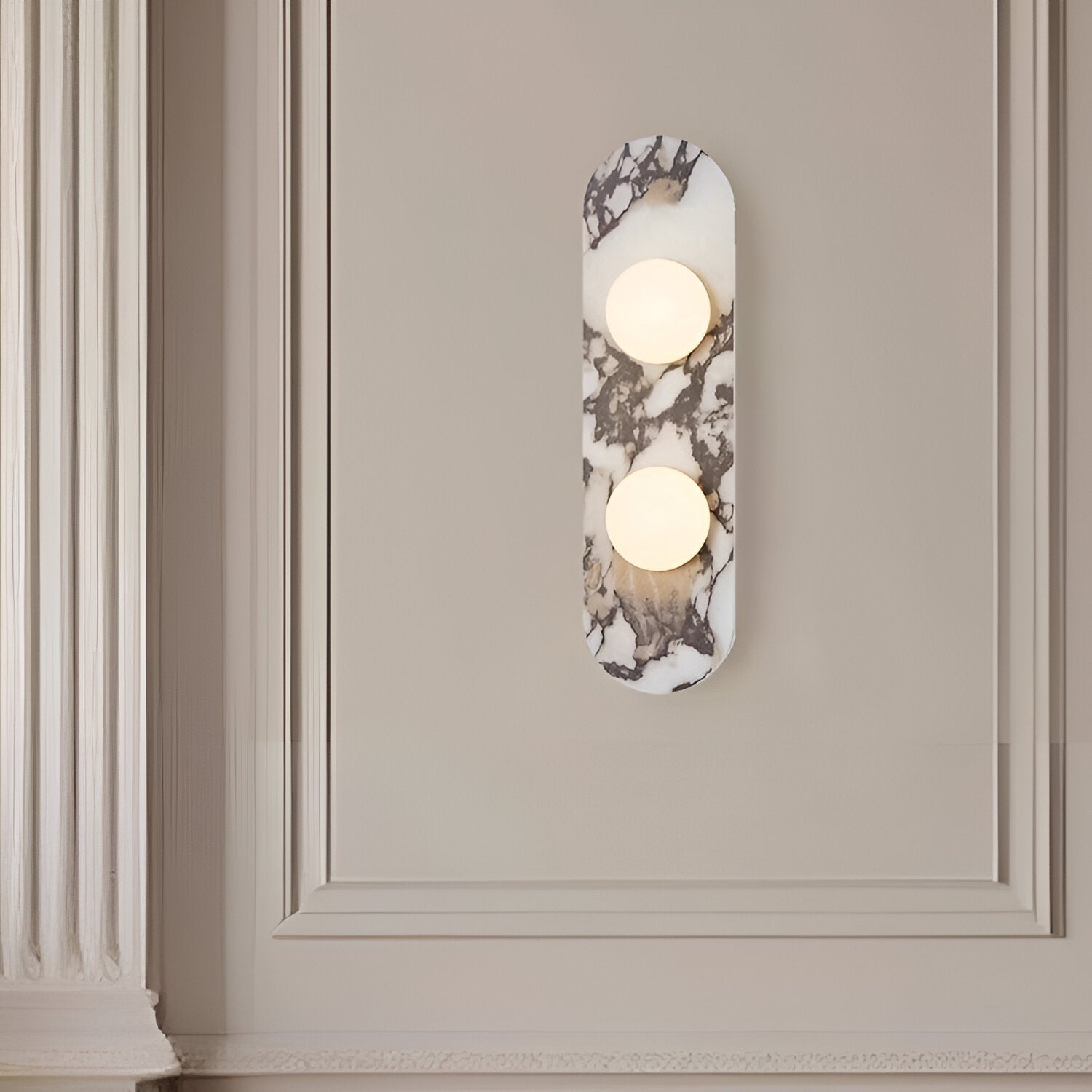 Wall Lamp Marble Glass 13.8 in Warm LED Bedroom Hallway Modern Minimalist Sconce Lighting Fixture | Thomler