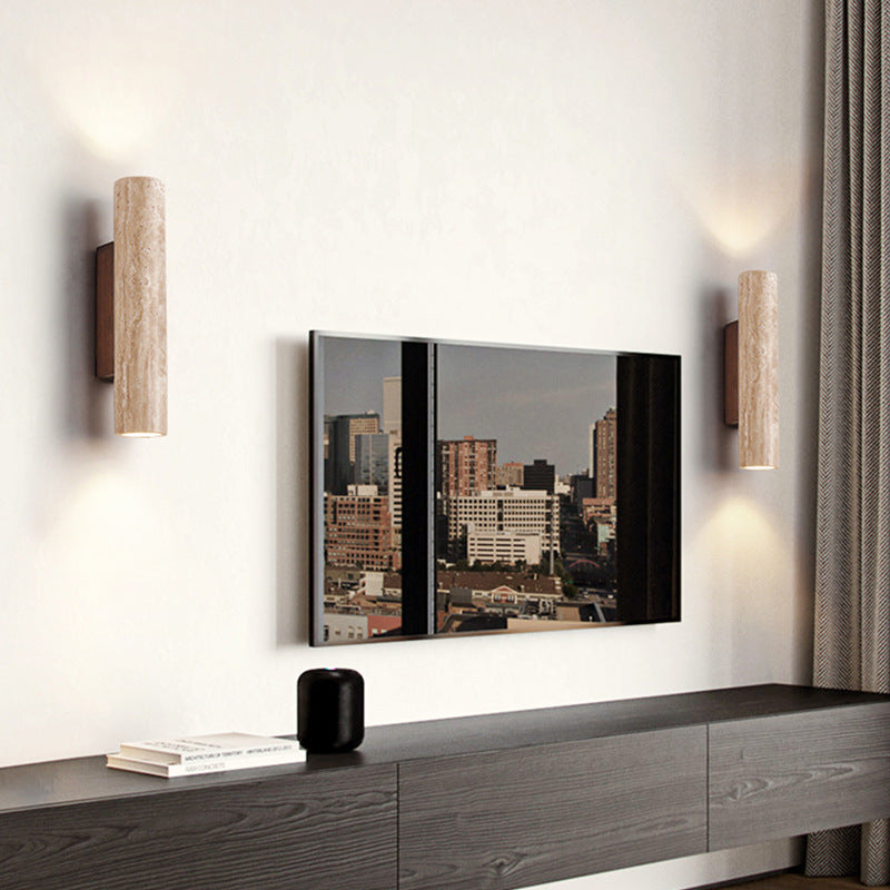 Wall Lamp Travertine Stone 12.6 in Up Down Bedroom Hallway Sconce Minimalist Natural Lighting Fixture | Thomler
