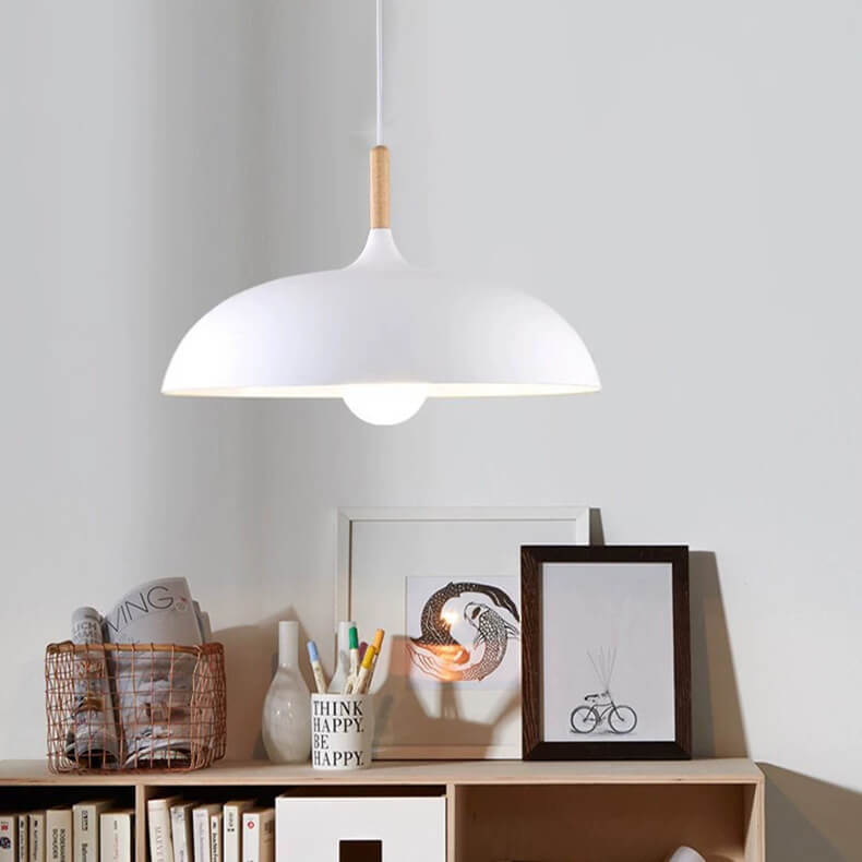 Modern Metal Pendant Light with Wood Detail – Adjustable Drop Ceiling Fixture for Dining, Kitchen & Living Room | Thomler