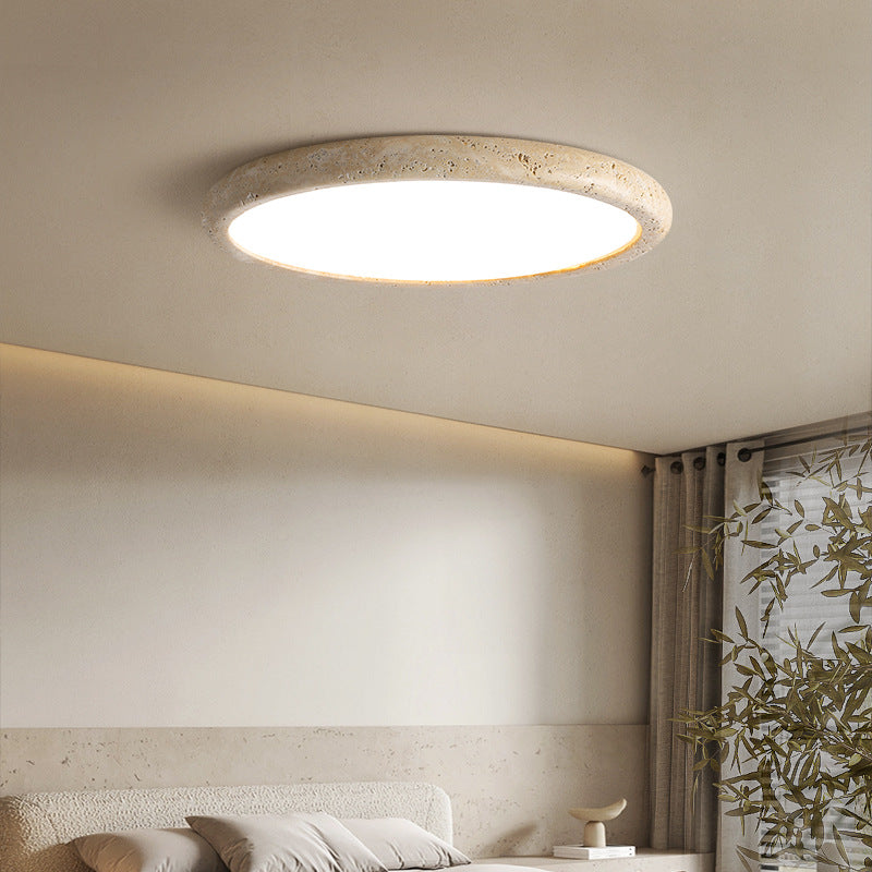Ceiling Light Travertine Stone LED 3000K 38.0 cm 48.0 cm 58.0 cm Beige Bedroom Living Room Lighting Minimalist Modern Round Design | Thomler