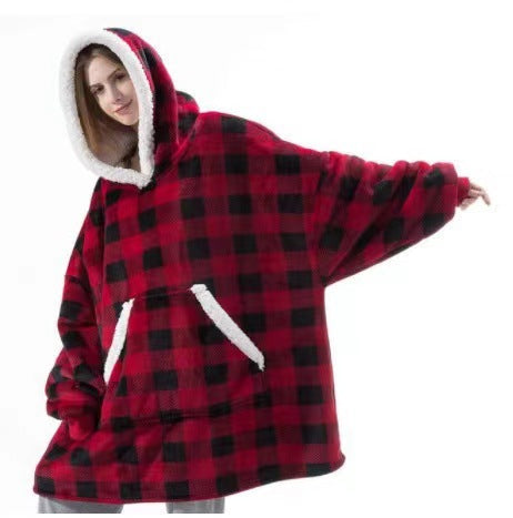 Oversized Sherpa Fleece Wearable Blanket Hoodie – Plush Reversible Pullover for Relaxing & Lounging | Thomler