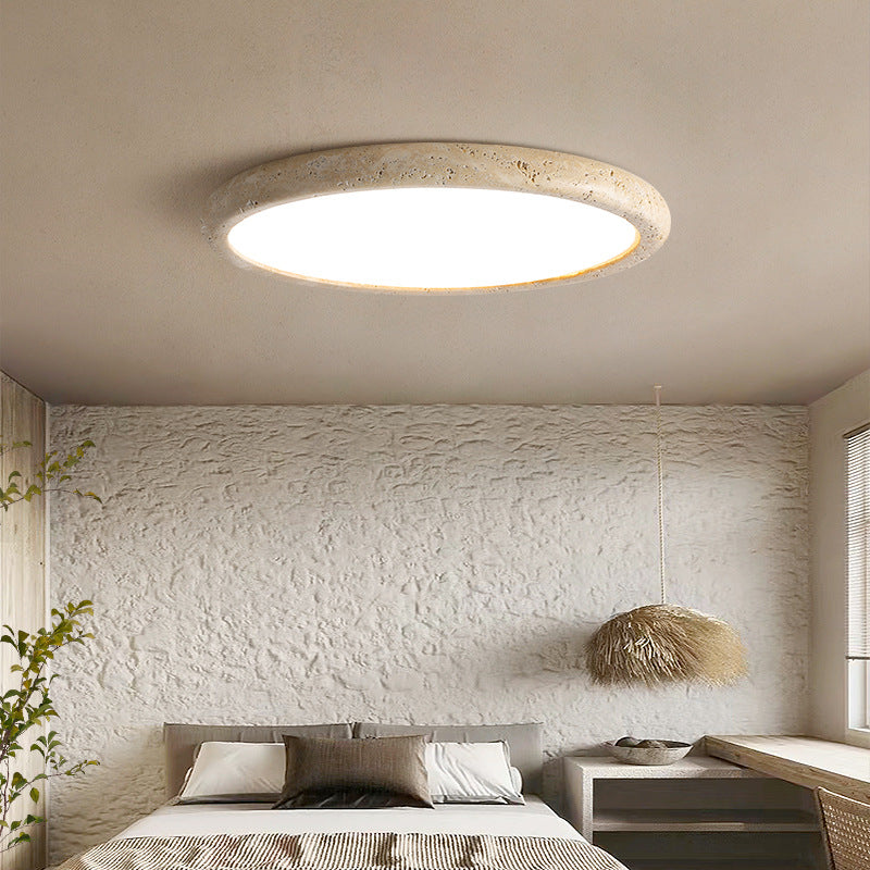 Ceiling Light Travertine Stone LED 3000K 38.0 cm 48.0 cm 58.0 cm Beige Bedroom Living Room Lighting Minimalist Modern Round Design | Thomler