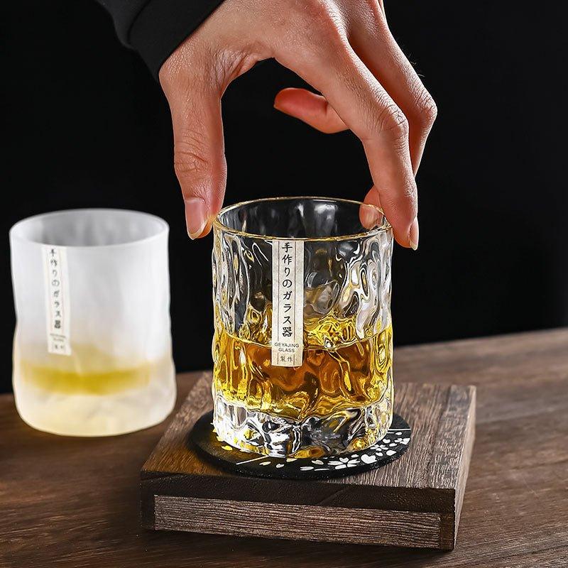 Whiskey Glass Hand Carved Japanese Crystal Glacier Pattern Spirits Gift Set Barware | Thomler