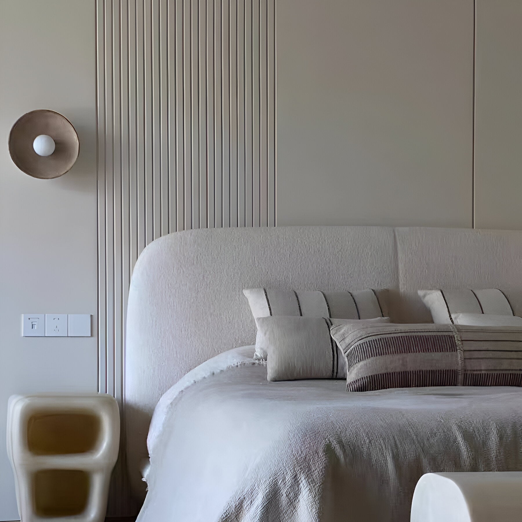 Wall Lamp Resin Glass 19.7 in Round White Bedroom Living Room Ambient Lighting Scandinavian Minimalist Sconce | Thomler