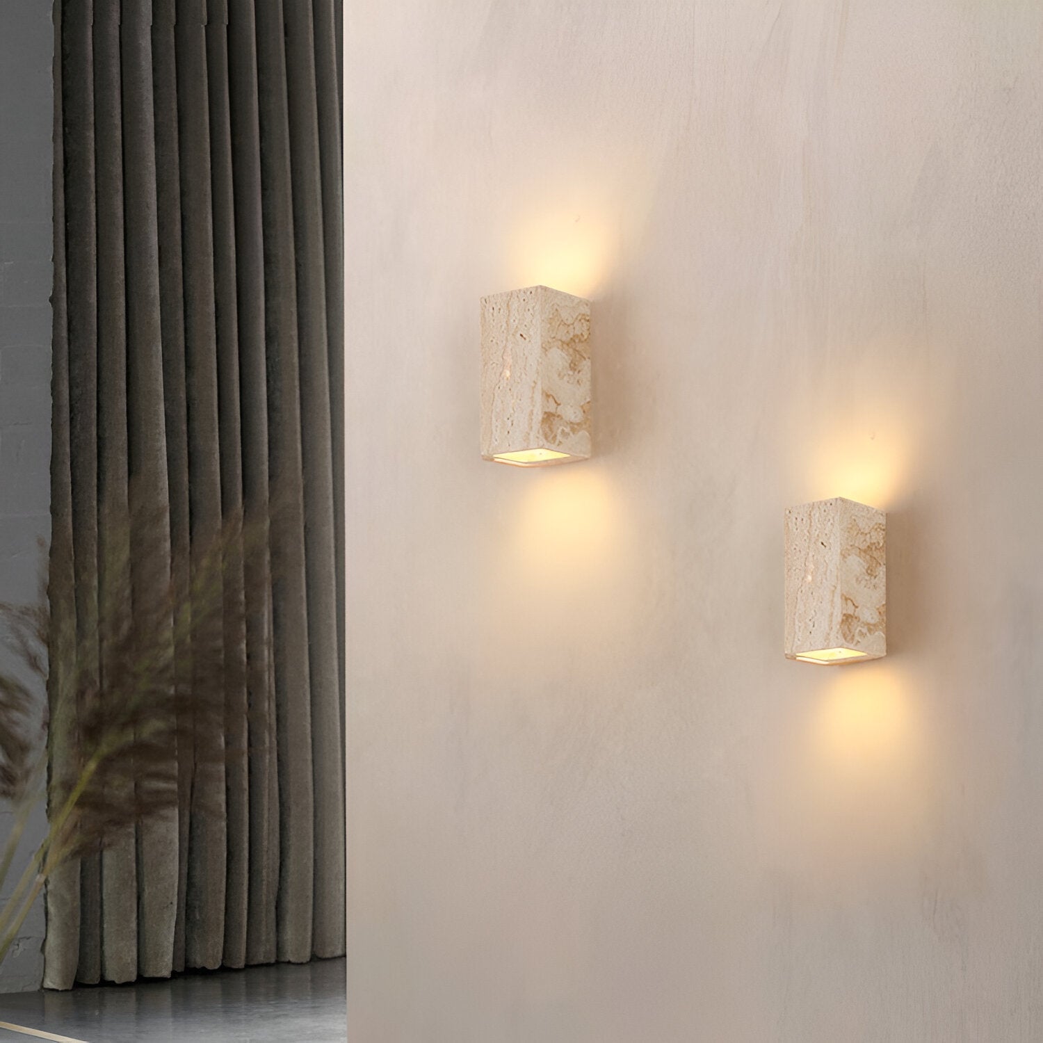 Wall Light Travertine Stone 6.3 in Outdoor Up Down LED Waterproof Garden Patio Fixture Modern Minimalist Exterior Sconce | Thomler