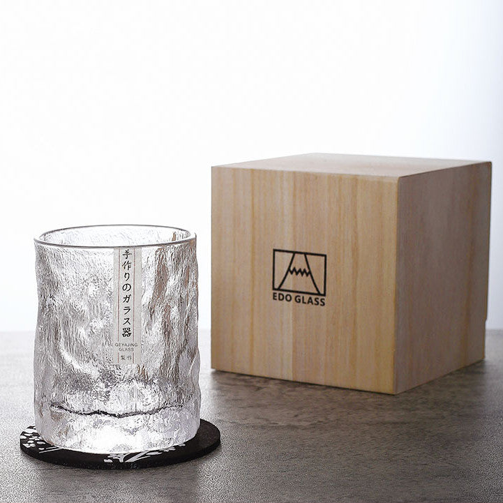 Whiskey Glass Hand Carved Japanese Crystal Glacier Pattern Spirits Gift Set Barware | Thomler