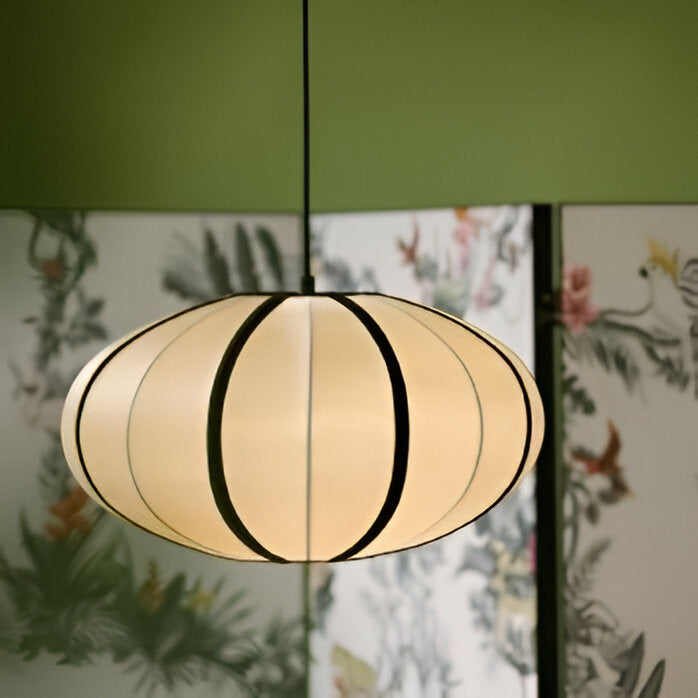 Pendant Light Silk 15.7 in Pumpkin Shade White Dining Room Bedroom Hanging Ceiling Lamp E27 Soft Ambient Lighting Adjustable Cord | Thomler
