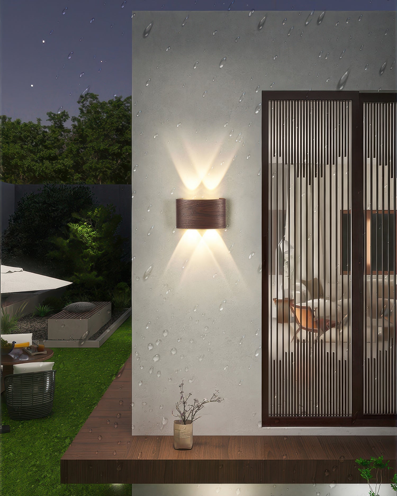 Wall Lamp Wood Look 10W Warm White Indoor Outdoor Hallway Up Down Light Modern LED Sconce Balcony Lighting | Thomler