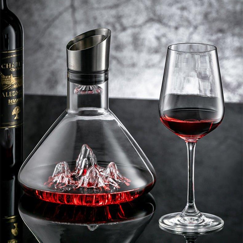 Waterfall-Style Glass Wine Aerator Decanter for Red & White Wine Tasting, Hand-Blown Crystal Pourer for Dinner Parties & Home Bar | Thomler