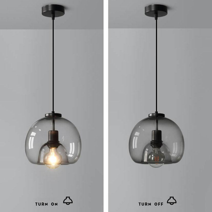 Pendant Light Smoked Glass 25.0 cm Grey Dining Room Kitchen Island Hanging Ceiling Lamp Adjustable E27 Modern Lighting | Thomler