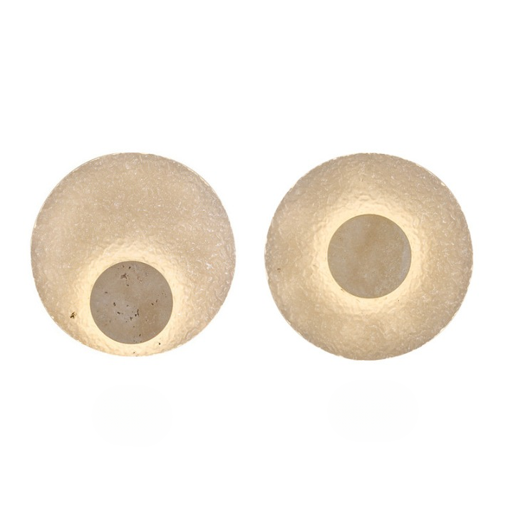 Wall Lamp Acrylic Travertine 11.8 in Round LED Bedroom Hallway Ambient Lighting Modern Minimalist Fixture | Thomler