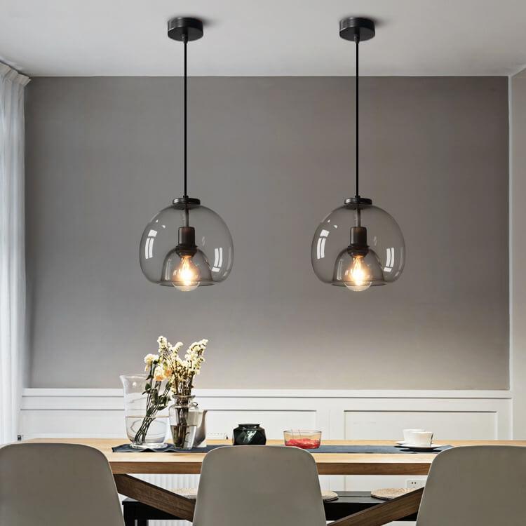 Pendant Light Smoked Glass 25.0 cm Grey Dining Room Kitchen Island Hanging Ceiling Lamp Adjustable E27 Modern Lighting | Thomler