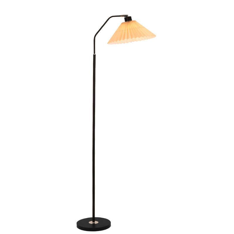 Floor Lamp Fabric Pleated Shade 149.0 cm Black Living Room Bedroom Dimmable Scandinavian Reading Standing Light | Thomler
