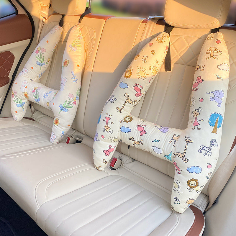 Car Headrest Pillow Cotton Blend 67.0 cm Beige Child Travel Neck Support Adjustable Car Seat Cushion | Thomler