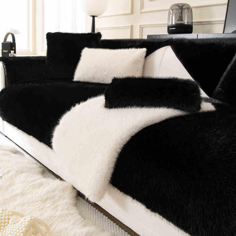 Plush Faux Mink Couch Protector with Grip-Back – Furniture Throw for Living Room Sofa Loveseat Chair Sectional | Thomler