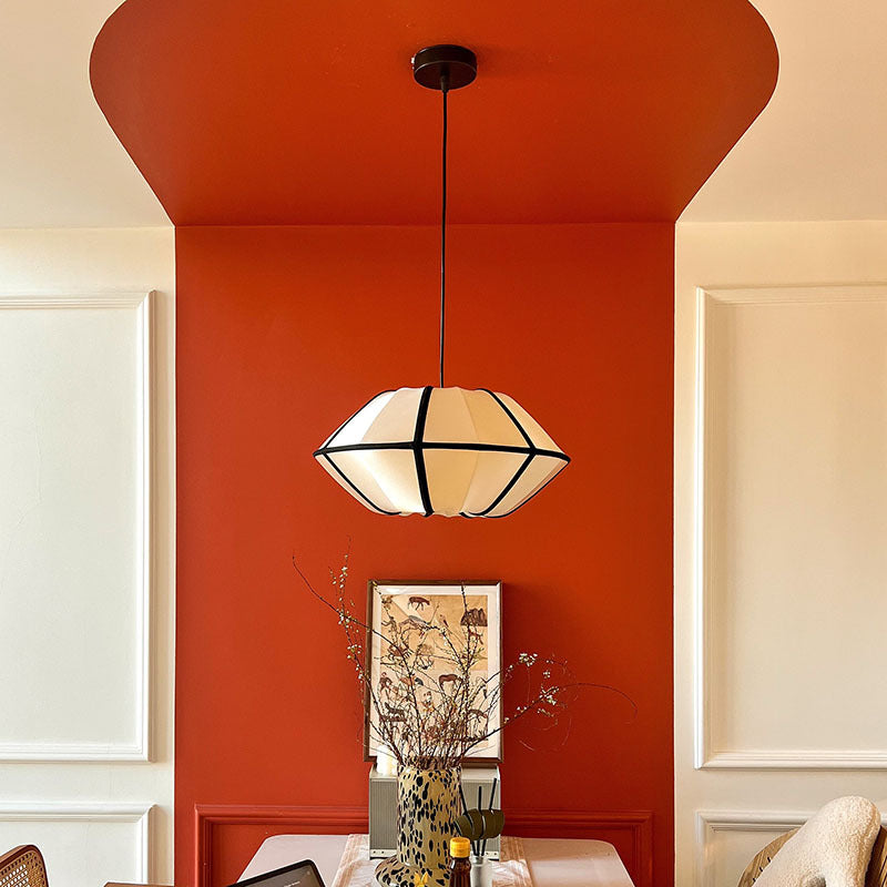 Pendant Light Silk 15.7 in Pumpkin Shade White Dining Room Bedroom Hanging Ceiling Lamp E27 Soft Ambient Lighting Adjustable Cord | Thomler