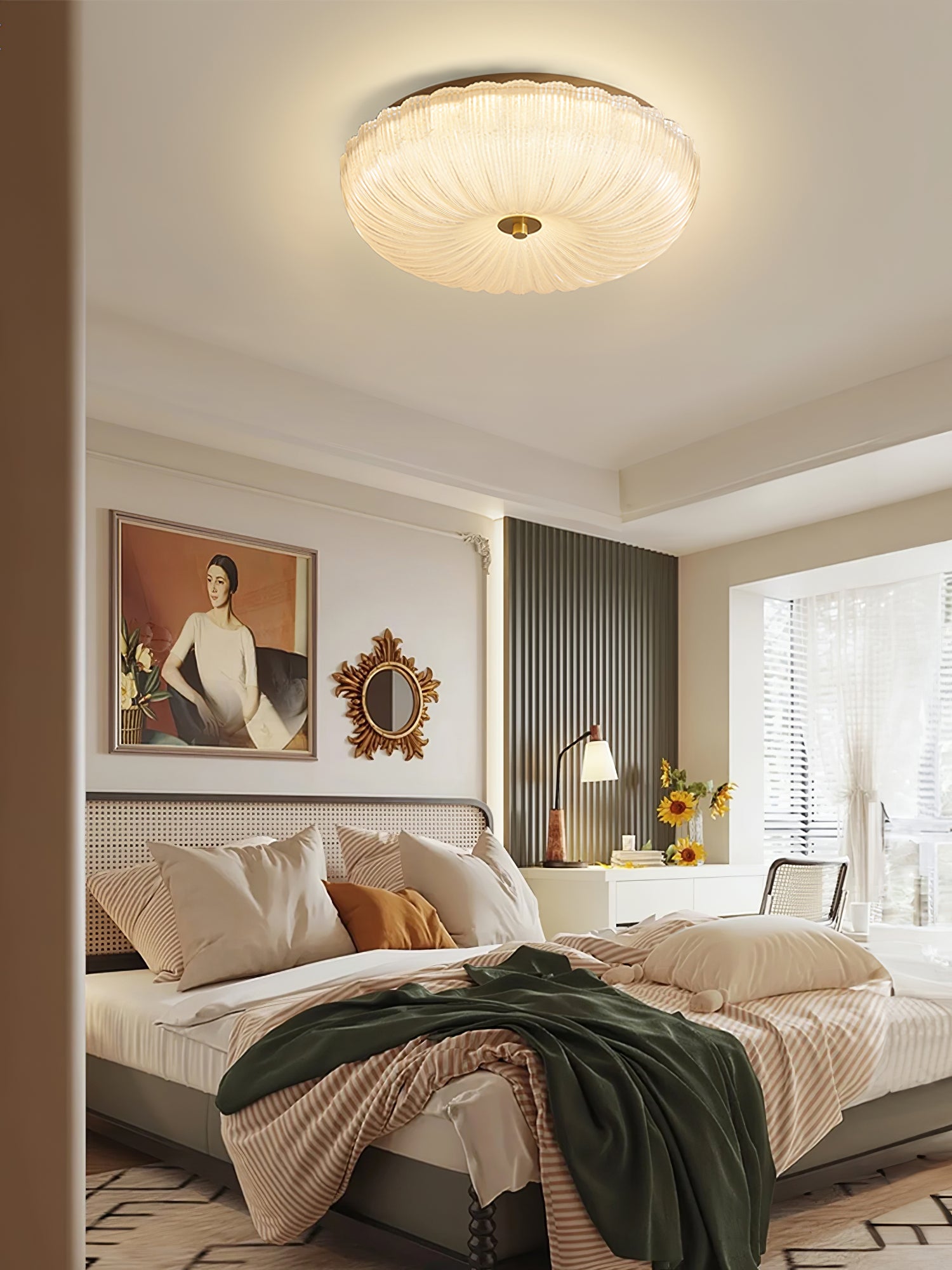Frosted Glass Ceiling Light 15.7 in Warm Neutral Cool Indoor Lighting Modern Fixture | Thomler