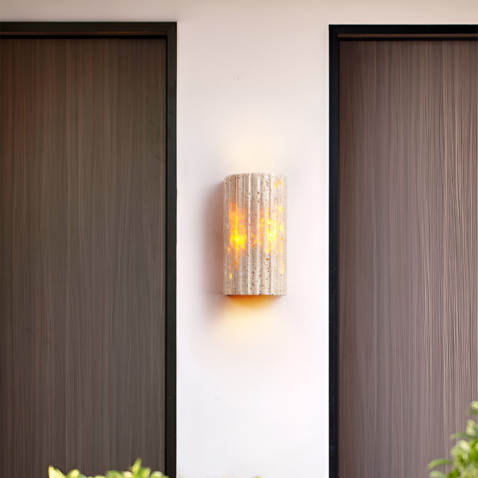 Wall Lamp Travertine Stone 6.5 in Up Down Outdoor Indoor Garden Patio Sconce Ambient Lighting Fixture | Thomler