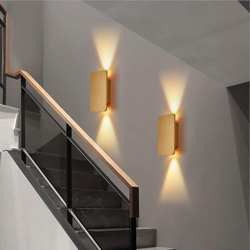 Rectangular Metal Wall Sconce with Warm LED Light for Bedroom & Living Room | Modern Hardwired Fixture in Gold, Black, White, Gray & Brown | Thomler