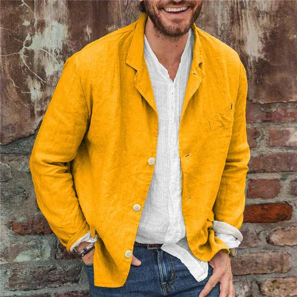 Men's Breathable Cotton-Linen Button-Up Jacket for Spring & Summer – Lightweight Casual Layer | Thomler