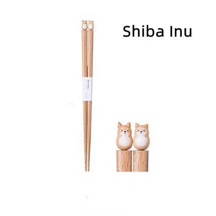 Animal-Themed Training Chopsticks for Kids Wooden Easy-Grip Learning Utensils for Toddlers Small Hands Mealtime Practice Shiba Inu Bunny Bea | Thomler