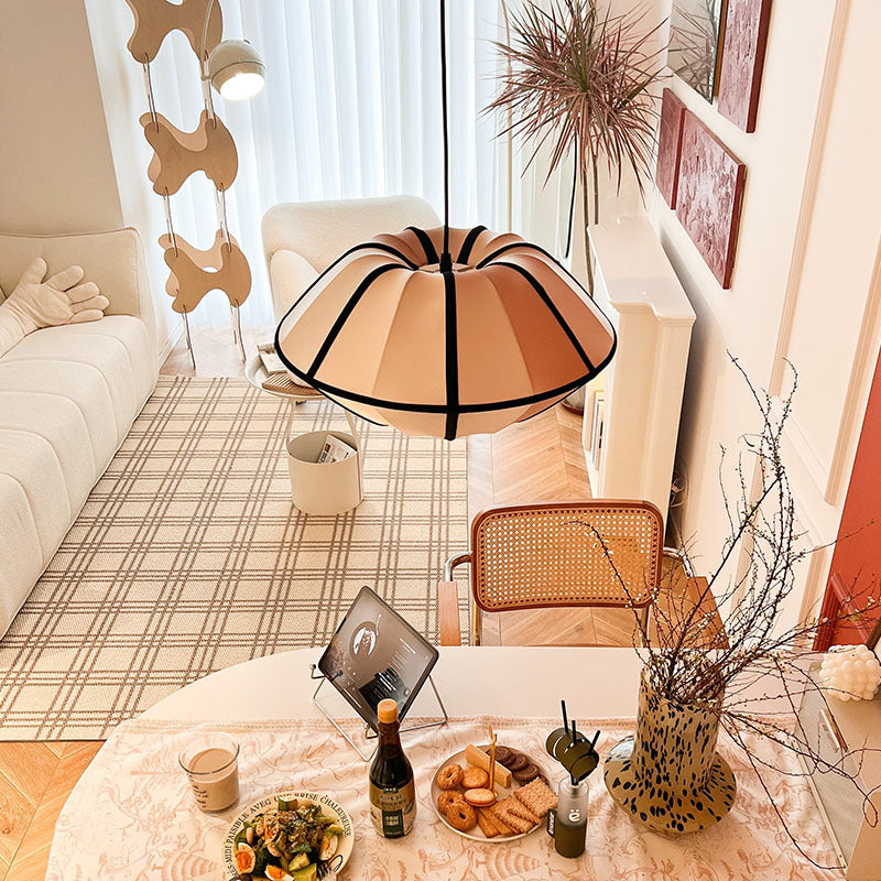 Pendant Light Silk 15.7 in Pumpkin Shade White Dining Room Bedroom Hanging Ceiling Lamp E27 Soft Ambient Lighting Adjustable Cord | Thomler