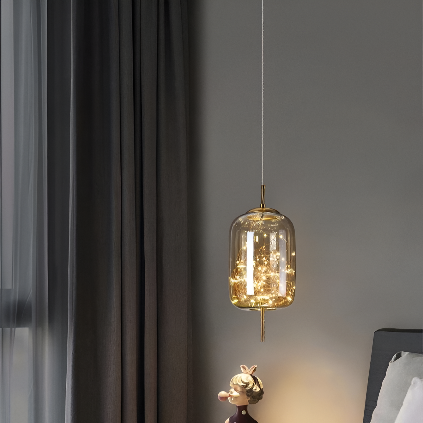 Pendant Light Glass 7.9 in Modern Adjustable Dining Room Kitchen Island Hanging Ceiling Lamp Scandinavian Minimalist Fixture | Thomler