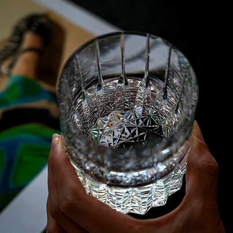 Hand-Cut Crystal Whisky Tumbler with Diamond Facets in Presentation Box for Bourbon, Scotch & Cocktails | Thomler