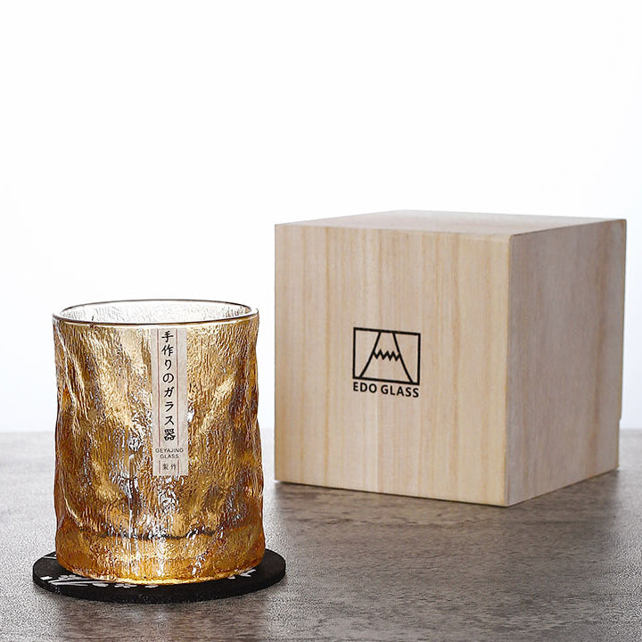 Whiskey Glass Hand Carved Japanese Crystal Glacier Pattern Spirits Gift Set Barware | Thomler