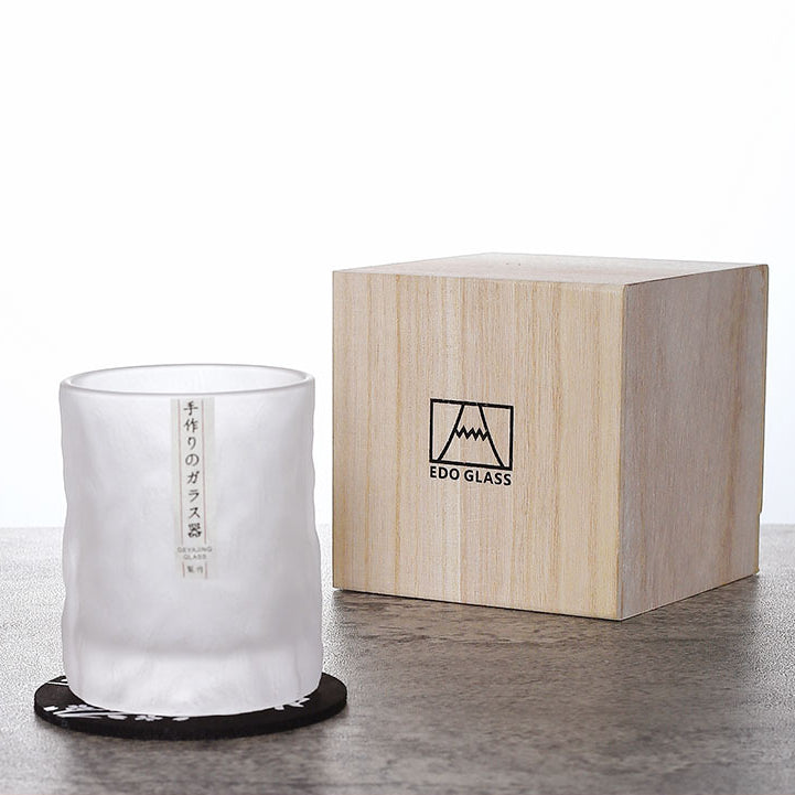 Whiskey Glass Hand Carved Japanese Crystal Glacier Pattern Spirits Gift Set Barware | Thomler