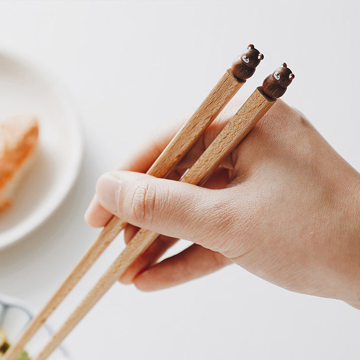 Animal-Themed Training Chopsticks for Kids Wooden Easy-Grip Learning Utensils for Toddlers Small Hands Mealtime Practice Shiba Inu Bunny Bea | Thomler