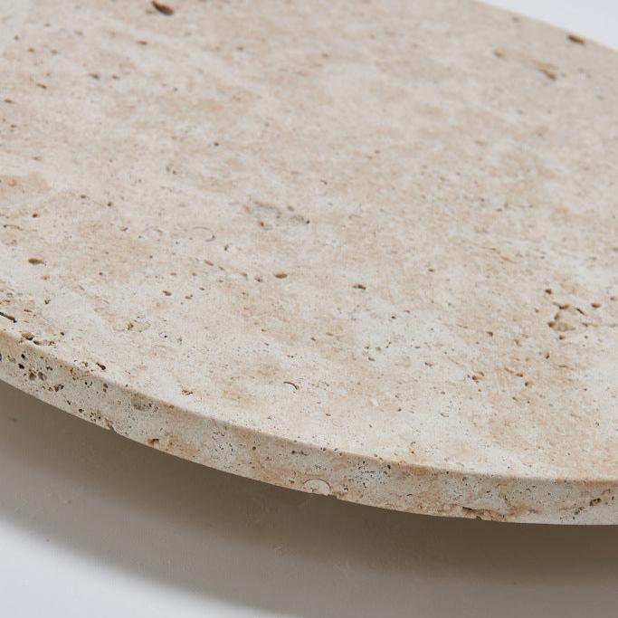 Wall Lamp Travertine Stone 11.8 in Round Warm LED Bedroom Hallway Ambient Lighting Minimalist Natural Stone Sconce | Thomler