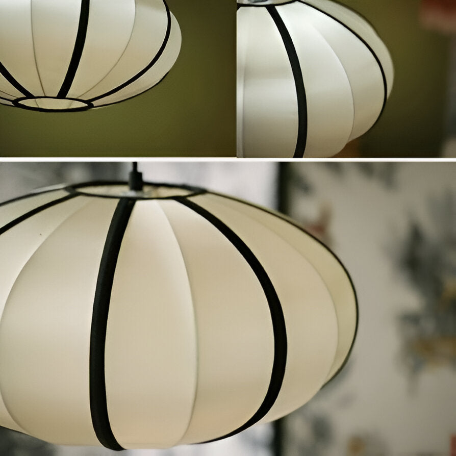 Pendant Light Silk 15.7 in Pumpkin Shade White Dining Room Bedroom Hanging Ceiling Lamp E27 Soft Ambient Lighting Adjustable Cord | Thomler