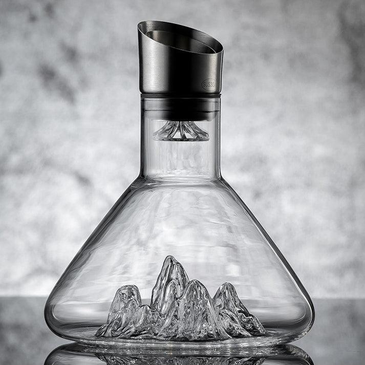 Waterfall-Style Glass Wine Aerator Decanter for Red & White Wine Tasting, Hand-Blown Crystal Pourer for Dinner Parties & Home Bar | Thomler