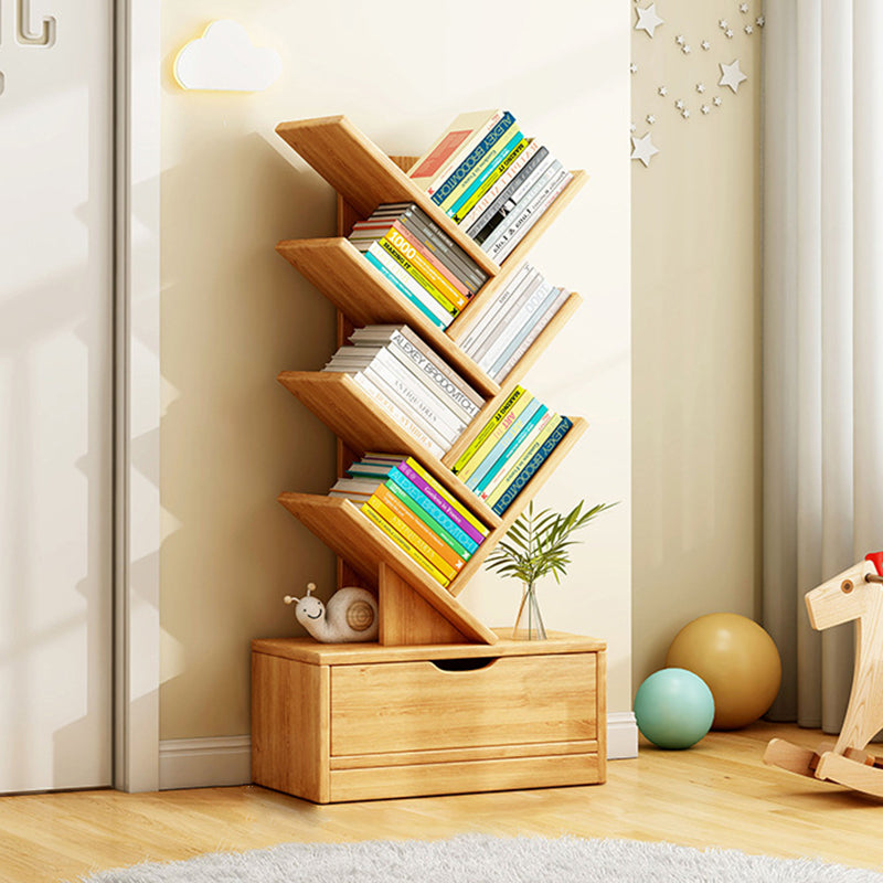 Bookshelf Solid Wood 39.4 in Small Walnut Color Home Office Storage Organizer Shelving Unit | Thomler