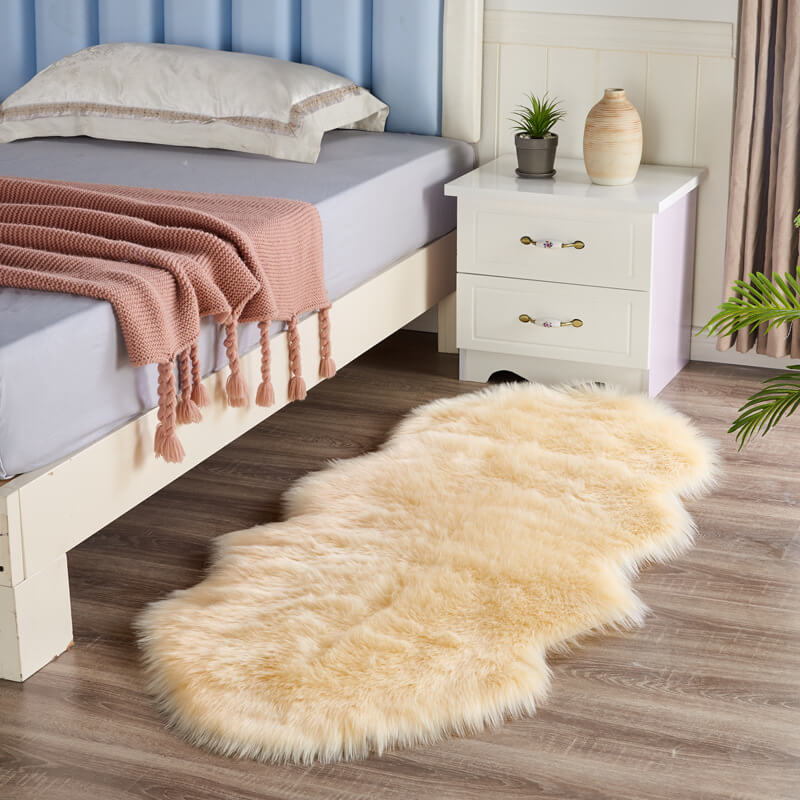 Plush Synthetic Sheepskin Floor Mat in Multiple Sizes & Colors | Thomler