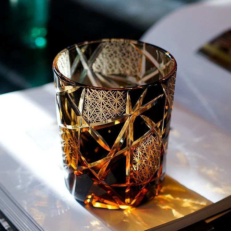 Japanese Cut Crystal Whisky Glass with Gift Box Lightning Pattern Barware for Scotch Bourbon Cocktails Home Bar Décor Artisan Glassware Coll | Thomler