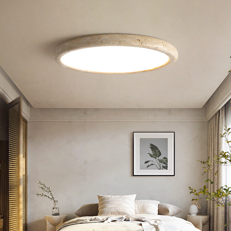 Ceiling Light Travertine Stone LED 3000K 38.0 cm 48.0 cm 58.0 cm Beige Bedroom Living Room Lighting Minimalist Modern Round Design | Thomler