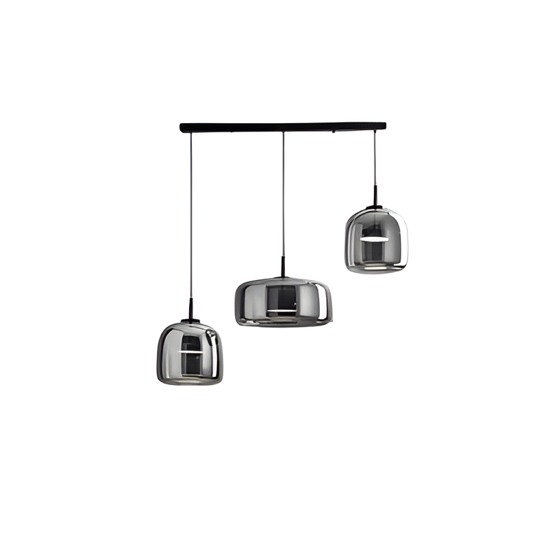 Pendant Light Glass Dome 15.0 in Smoked Gray Kitchen Island Dining Room Adjustable Triple Hanging Ceiling Fixture | Thomler