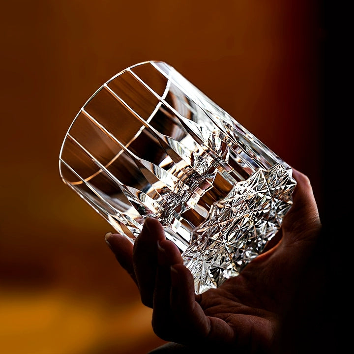 Hand-Cut Crystal Whisky Tumbler with Diamond Facets in Presentation Box for Bourbon, Scotch & Cocktails | Thomler