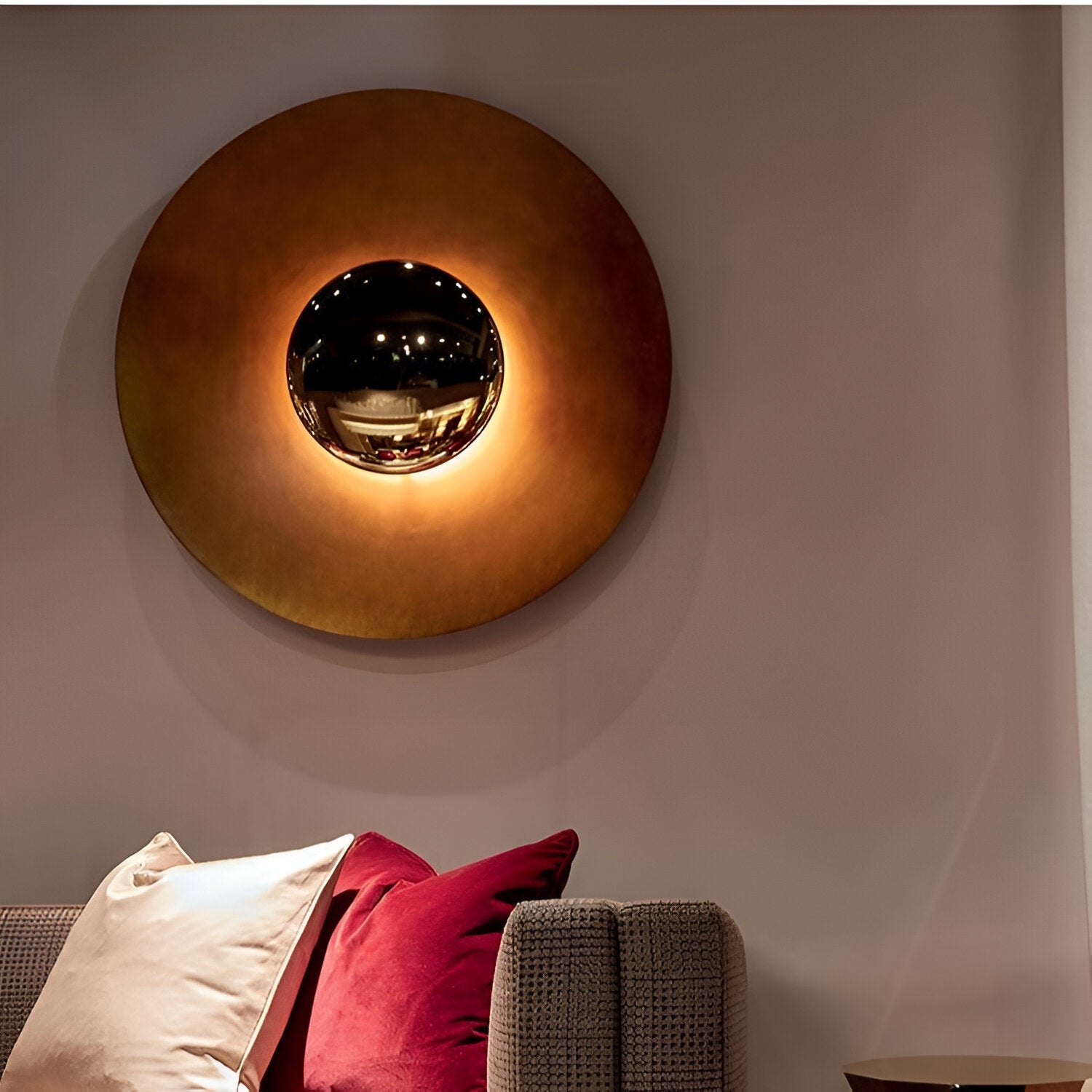 Wall Lamp Iron 15.7 In LED Round Modern Bedroom Living Room Accent Lighting Nordic Minimalist Decorative Fixture | Thomler