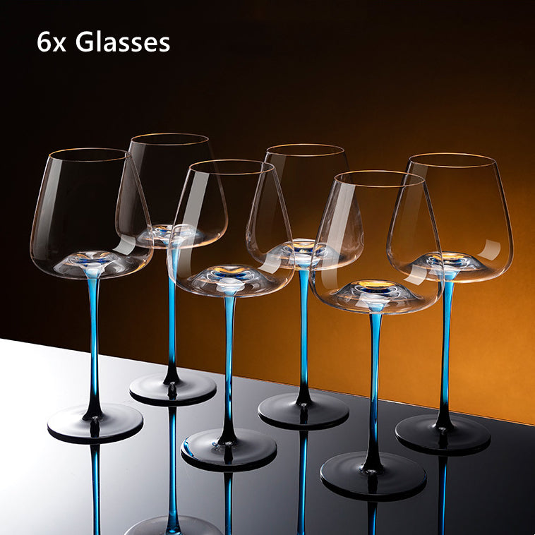 Wine Glass Hand Painted Blue Stem Bordeaux Aeration Tableware Elegant Dining Decanter Set Entertaining Giftware | Thomler