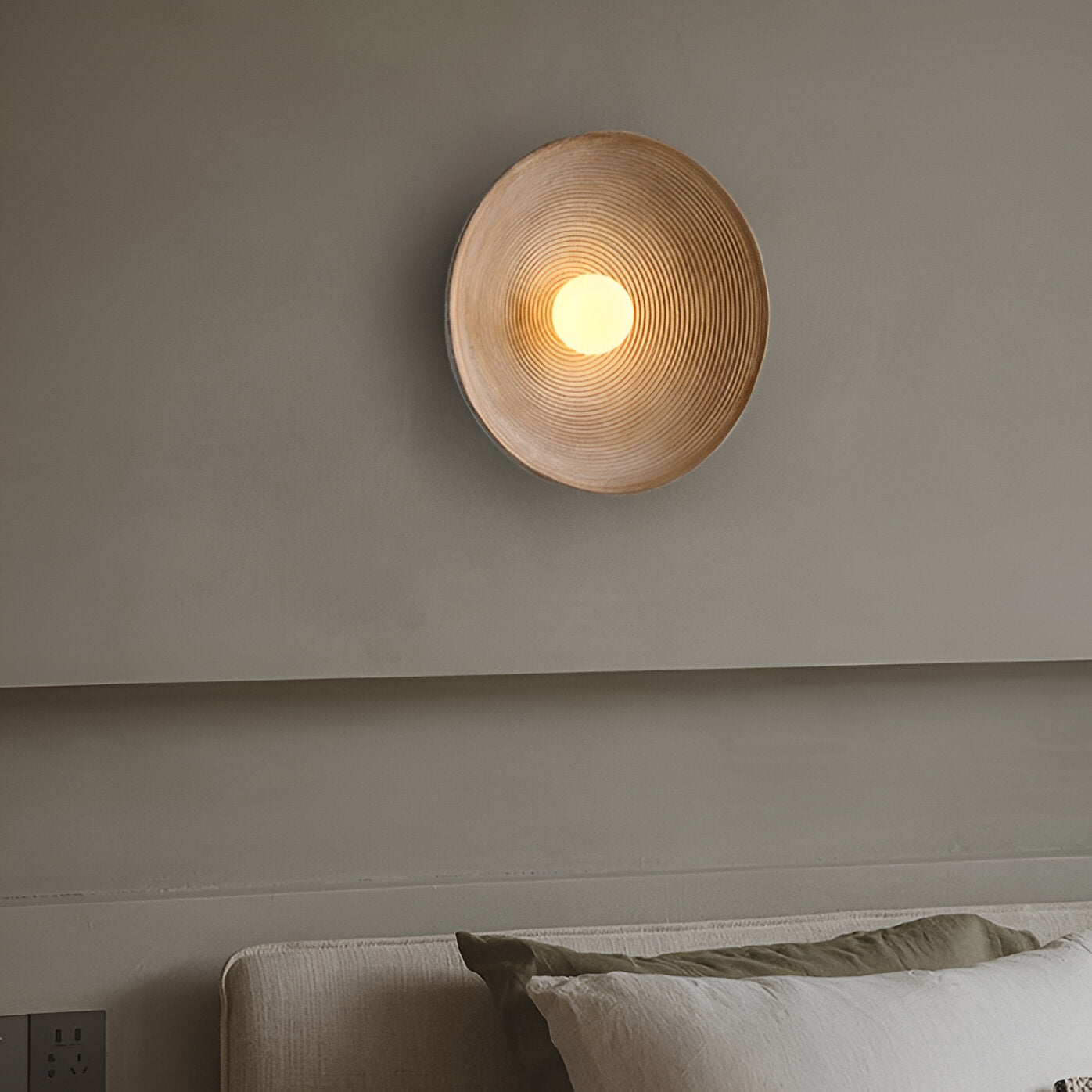 Wall Lamp Resin Glass 19.7 in Round White Bedroom Living Room Ambient Lighting Scandinavian Minimalist Sconce | Thomler