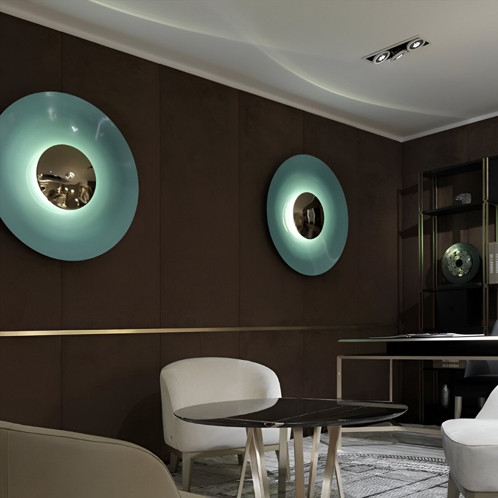 Wall Lamp Iron 15.7 In LED Round Modern Bedroom Living Room Accent Lighting Nordic Minimalist Decorative Fixture | Thomler