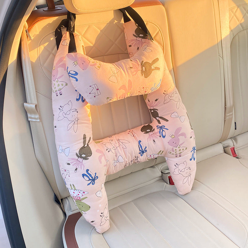 Car Headrest Pillow Cotton Blend 67.0 cm Beige Child Travel Neck Support Adjustable Car Seat Cushion | Thomler