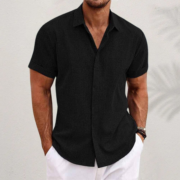 Men's Breathable Short Sleeve Dress Shirt – Lightweight Cotton Blend Button-Up for Summer Casual Wear & Office | Thomler