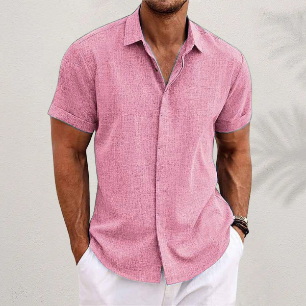 Men's Breathable Short Sleeve Dress Shirt – Lightweight Cotton Blend Button-Up for Summer Casual Wear & Office | Thomler